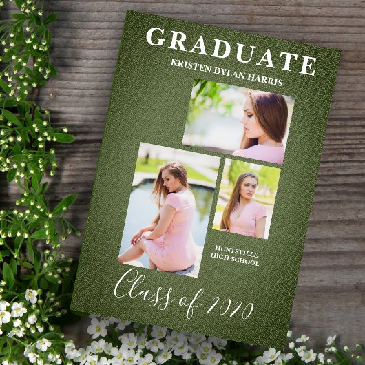 Groene drie foto's Afstuderen van het collage