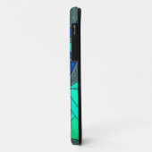 Groene driehoekige sneeuw op blauwe achtergrond, r Case-Mate iPhone case (Achterkant/links)