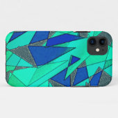 Groene driehoekige sneeuw op blauwe achtergrond, r Case-Mate iPhone case (Achterkant (horizontaal))