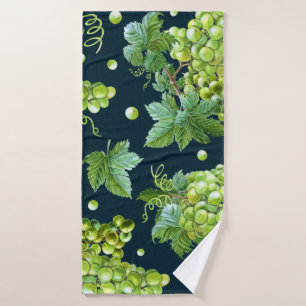 Groene druif: Waterverf donker patroon Badhanddoek