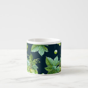 Groene druif: Waterverf donker patroon Espresso Kop