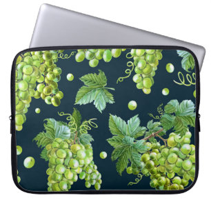 Groene druif: Waterverf donker patroon Laptop Sleeve
