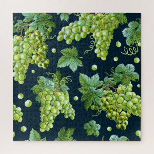 Groene druif: Waterverf donker patroon Legpuzzel
