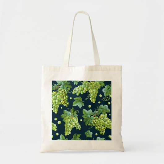 Groene druif: Waterverf donker patroon Tote Bag (Voorkant)