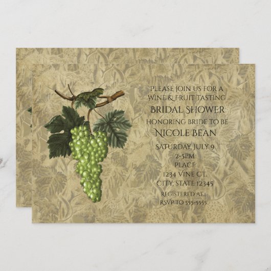 Groene druiven Fruit & Wijnproeverij Uitnodiging (Voorkant / Achterkant)