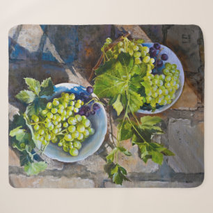 Groene Druiven Stilleven Schilderij Sherpa Deken