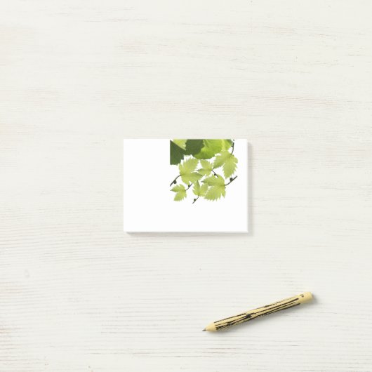 Groene druivenbladeren post-it® notes (Op bureau)