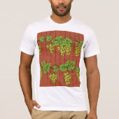 Groene druivenrankenpatroon op rustiek hout t-shirt (Voorkant)