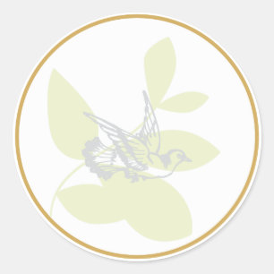 Groene Duif en Tak Doopsel Zegel/Sticker Ronde Sticker