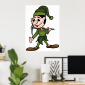 Groene Dwerg Karakter met Houweel Poster (Thuiskantoor)
