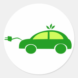 Groene eco-elektrische auto - Ecologie, milieu Ronde Sticker