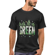 Groene Eco Natuur Word Art met bladeren T-shirt