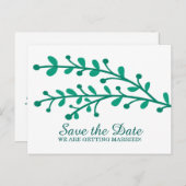 Groene Eenvoudige afdruk bespaart de datum Aankondigingskaart (Voorkant / Achterkant)