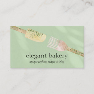 Groene eenvoudige bakkerij Elegant Feminine Logo C Visitekaartje