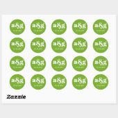 Groene eenvoudige en elegante monogram bruiloft ronde sticker (Vel)