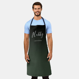 Groene eenvoudige gepersonaliseerde hubby apron schort