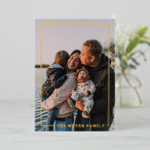 Groene Eenvoudige Moderne Gouden Folie Rand Kerstk Folie Feestdagenkaart (Staand Voorkant)