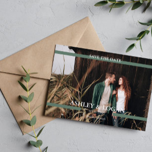 Groene Eenvoudige Moderne Trouwkaart 'Save the Dat Save The Date