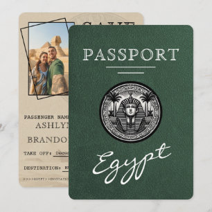 Groene Egyptische Paspoort Trouw Save the Date