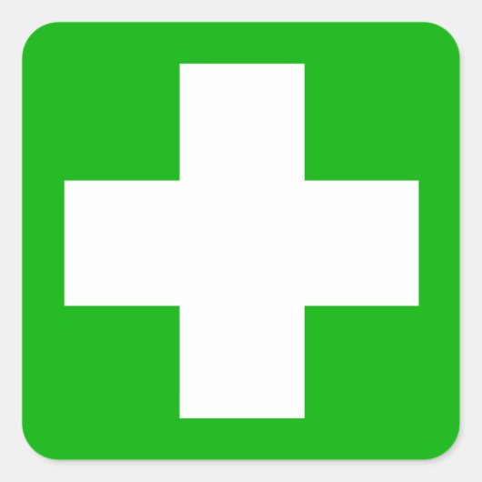 Groene EHBO-sticker Vierkante Sticker (Voorkant)