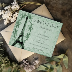 Groene Eiffeltoren bespaart de datum-aankondiging Save The Date