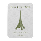 Groene Eiffeltower Damask bespaart de Date Magnet Magneet (Verticaal)
