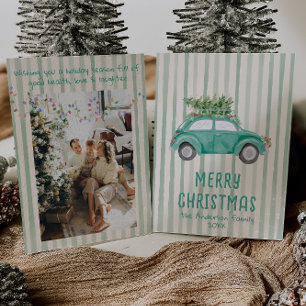  groene eigenzinnige hand getrokken kerstboom feestdagenkaart