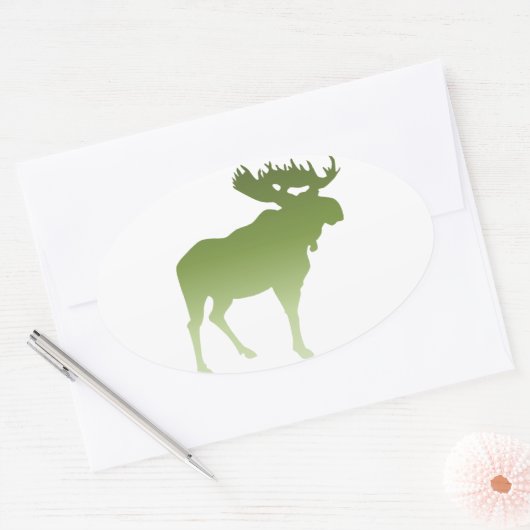 Groene eland ovale sticker (Envelop)