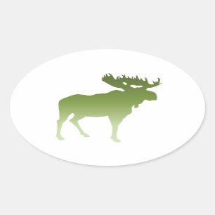 Groene eland ovale sticker