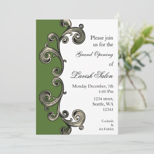 groene Elegant Corporate Party Invitation Kaart (Staand voorkant)