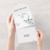 Groene Elegant Flat Save De Datum All In One Uitnodiging (Afscheurbaar)