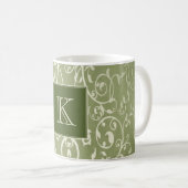 Groene Elegant Floury Monogram Mok (Voorkant rechts)