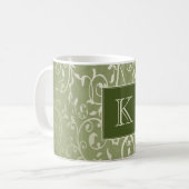 Groene Elegant Floury Monogram Mok (Voorkant links)