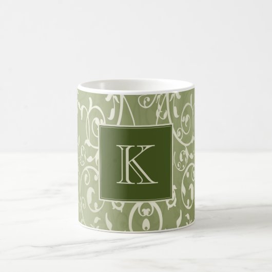 Groene Elegant Floury Monogram Mok (Center)