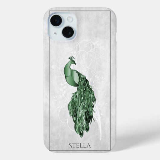 Groene Elegant Peacock - Gepersonaliseerd Case-Mate iPhone Case (Achterkant)