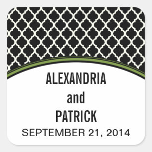 Groene Elegant Quatrefoil Wedding Stickers
