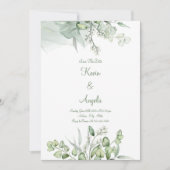 Groene Elegante Bloemen Opslaan Datum Wieden Uitno Kaart (Voorkant)