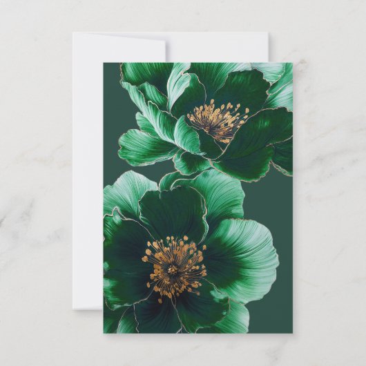 Groene Elegante Bloemen Viering van het Leven Begr Bedankkaart (Achterkant)