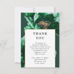 Groene Elegante Bloemen Viering van het Leven Begr Bedankkaart