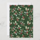 Groene Elegante Botanische Script Vakantie Partij Kaart (Achterkant)