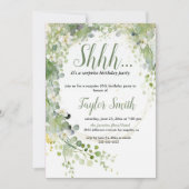 groene elegante Floral Surprise Party Uitnodigen Kaart (Voorkant)