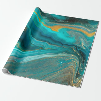 groene elegante marmer met goudlijnen cadeaupapier