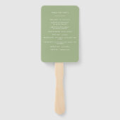 Groene elegante moderne botanische schrift huwelij handwaaier (Achterkant)