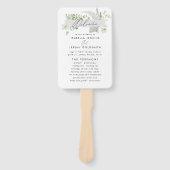 Groene elegante moderne botanische schrift huwelij handwaaier (Voorkant)