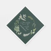 Groene elegante moderne botanische script bruiloft servet (Hoek)