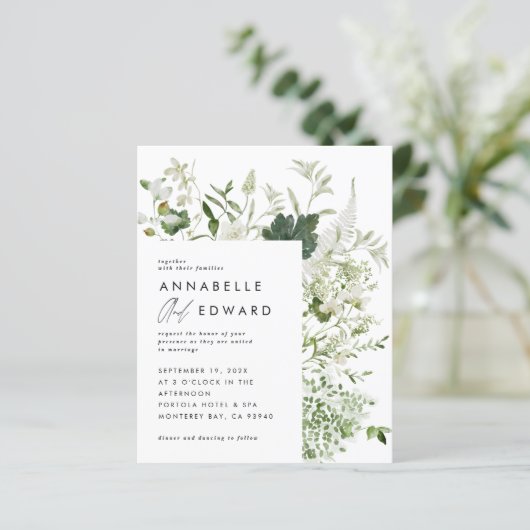 Groene elegante moderne botanische scriptbruiloft (Staand voorkant)