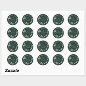 Groene elegante moderne botanische scriptbruiloft ronde sticker (Vel)