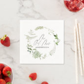 Groene elegante moderne botanische scriptbruiloft servet (Insitu)