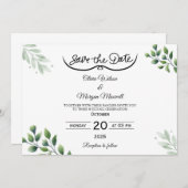Groene Elegante Save The Date Uitnodiging (Voorkant / Achterkant)
