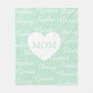 Groene Elegante Script Familie Namen Monogram Hart Fleece Deken